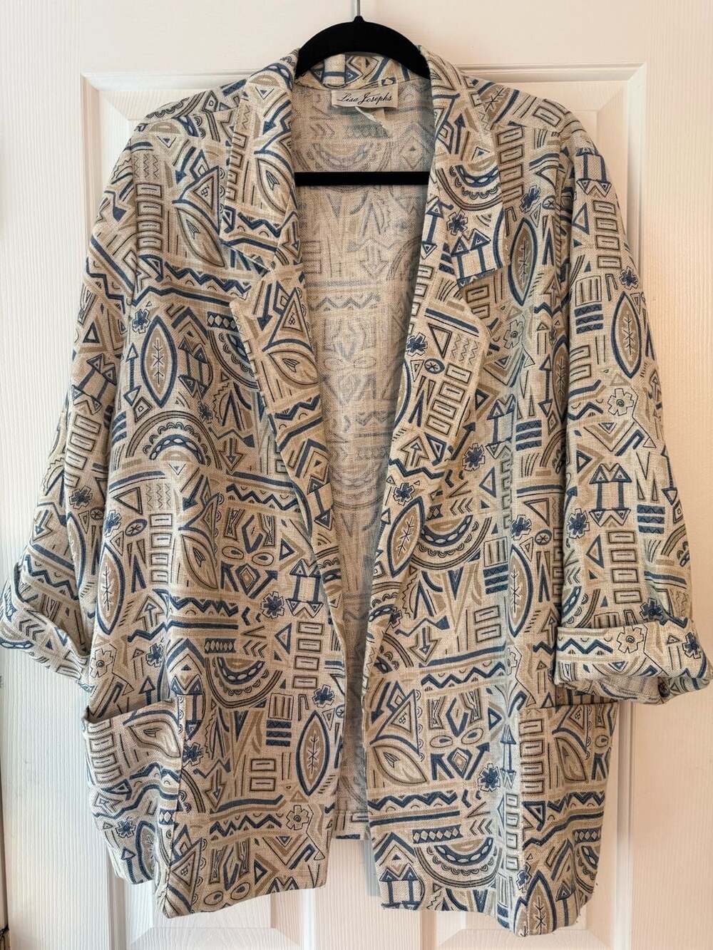 Lisa Josephs Vintage Geometric Print Relaxed Fit Jacket Blazer